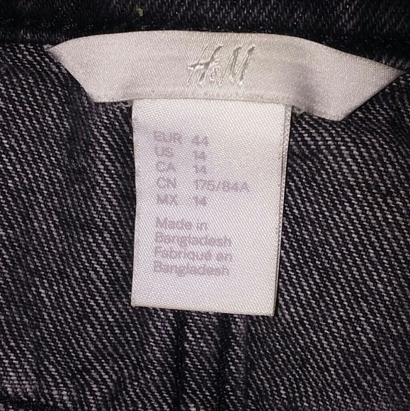 H&M Distressed Black Denim Skirt, sz 14 - Picture 4 of 5